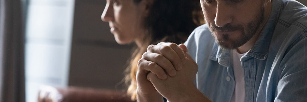 Picture of a couple who are divorcing and working through their financial settlement including the pension.