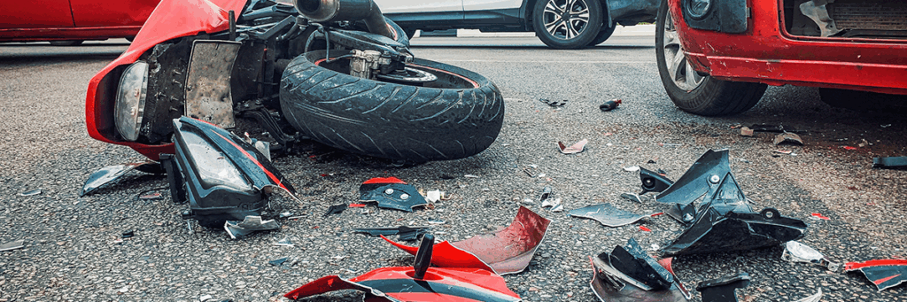 How is Motorbike Injury Compensation Calculated in the UK? - Picture of a crashed motorbike.